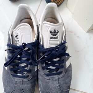 Adidas Navy and White Sneakers